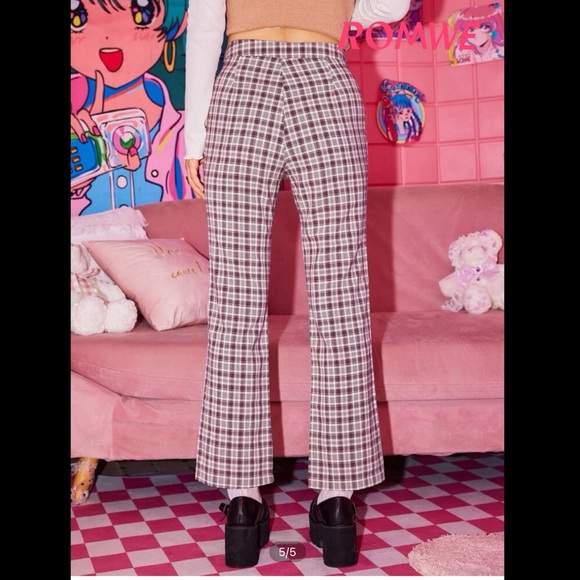 NWT ROMWE SHEIN plaid high waisted pants - Picture 4 of 5